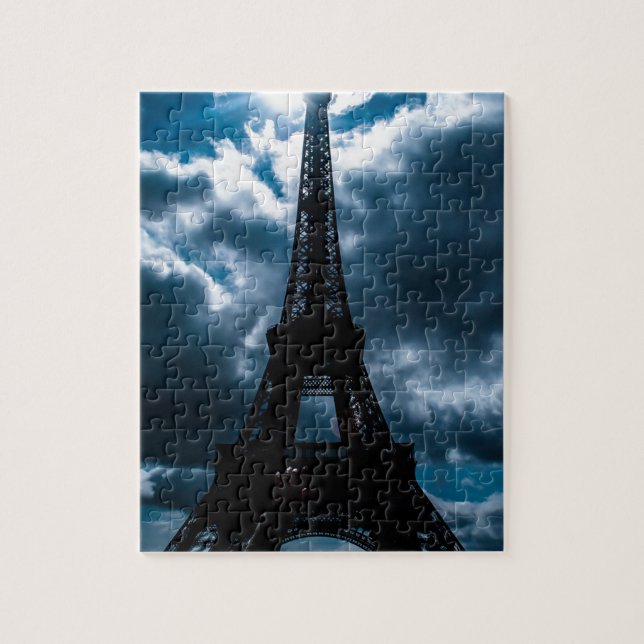 Eiffel Tower Blue Night Jigsaw Puzzle (Vertical)
