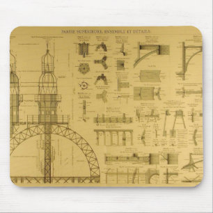 Eiffel Tower Blueprints Mouse Mat