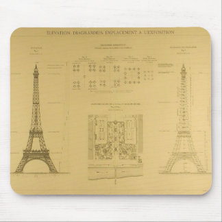 Eiffel Tower Blueprints Mouse Mat