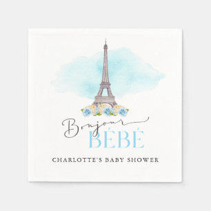 Eiffel Tower Bonjour Baby Shower Paper Napkins