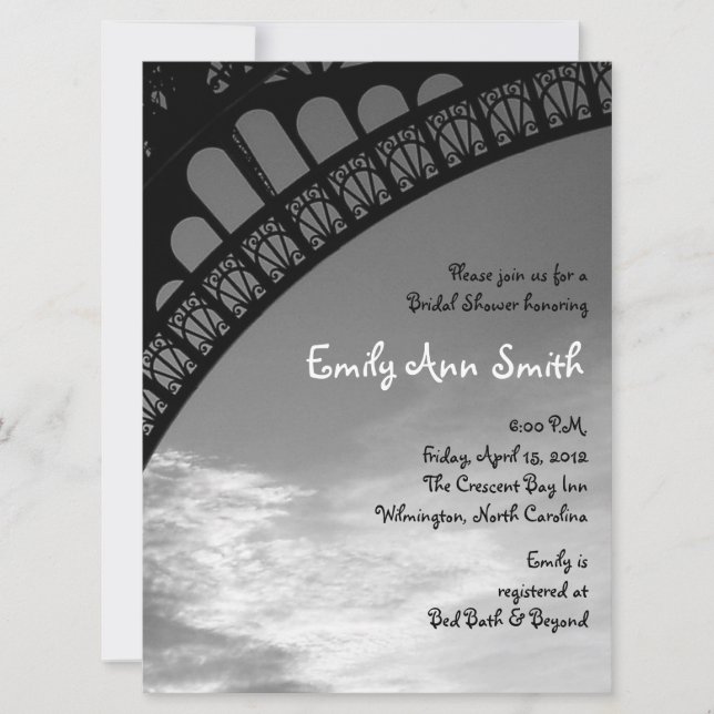 Eiffel Tower Bridal Shower Invitations (Front)