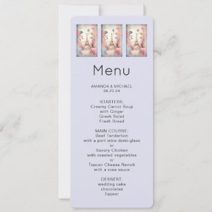 Eiffel Tower Butterflies and Flowers Menu Invitation