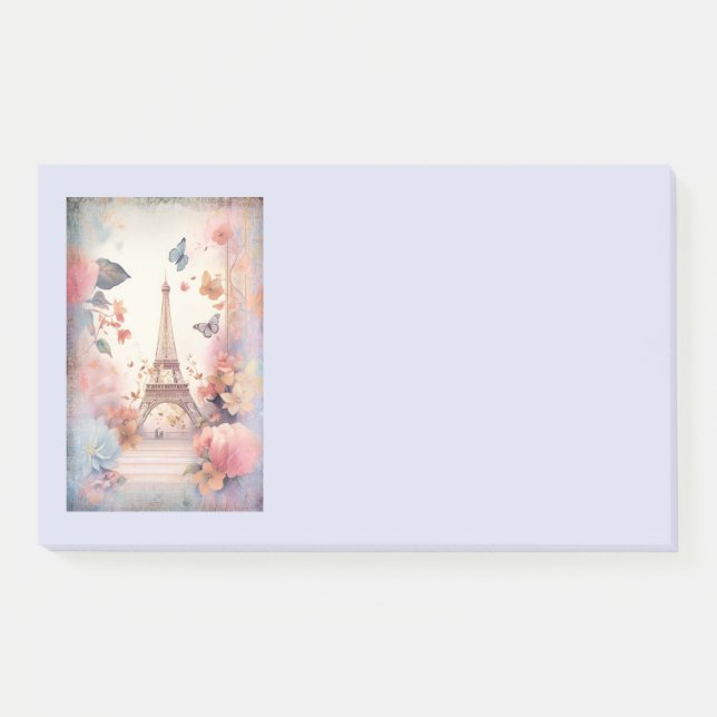 Eiffel Tower Butterflies and Flowers Post-it Notes (Front)