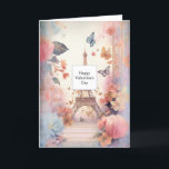 Eiffel Tower Butterflies and Flowers Valentine's Holiday Card<br><div class="desc">Valentine's Day card with a stylised Eiffel tower image surrounded by pretty butterflies and delicate garden flowers.</div>