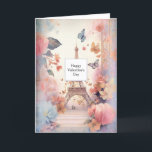 Eiffel Tower Butterflies and Flowers Valentine's Holiday Card<br><div class="desc">Valentine's Day card with a stylised Eiffel tower image surrounded by pretty butterflies and delicate garden flowers.</div>