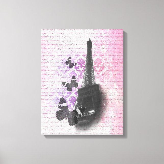 Eiffel tower & butterflies canvas print (Front)