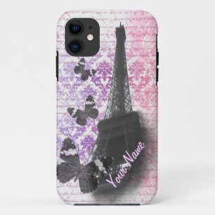 Eiffel tower & butterflies iPhone 11 case