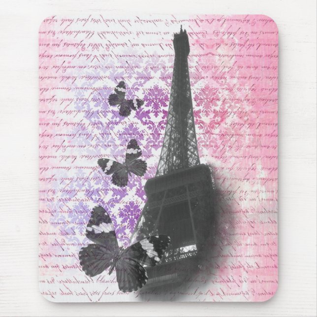 Eiffel tower & butterflies mouse mat (Front)