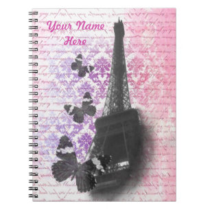 Eiffel tower & butterflies notebook