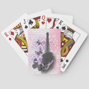 Eiffel tower & butterflies playing cards