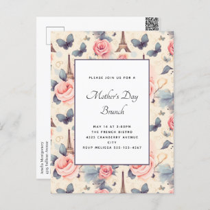 Eiffel Tower Butterfly and Roses Mother's Day Postcard