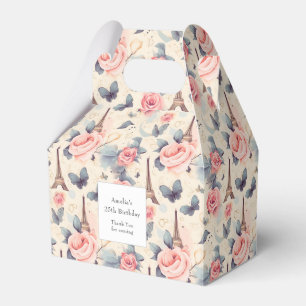 Eiffel Tower Butterfly and Roses Pattern Birthday Favour Box