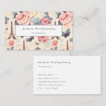 Eiffel Tower Butterfly and Roses Pattern