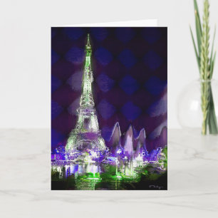 Eiffel tower by night card