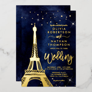 Eiffel tower chic gold glitter sparkle wedding