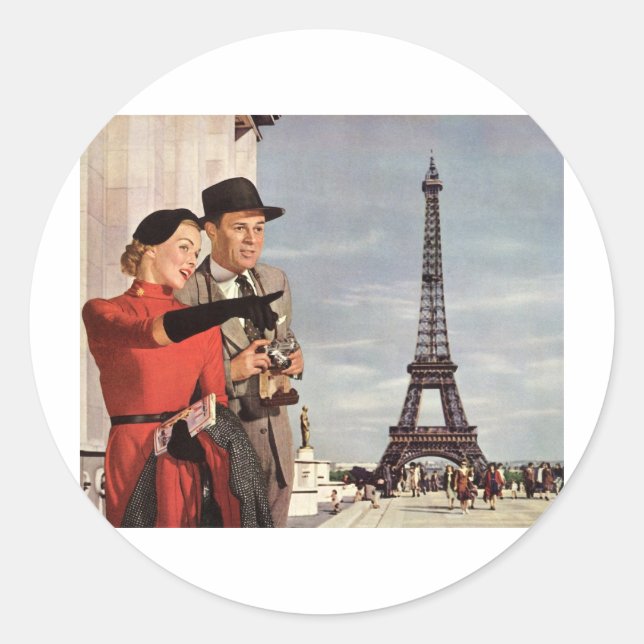 Eiffel Tower Classic Round Sticker (Front)