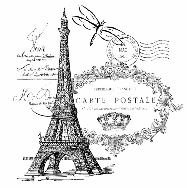 Eiffel tower collage magnet standing photo sculpture (Front)