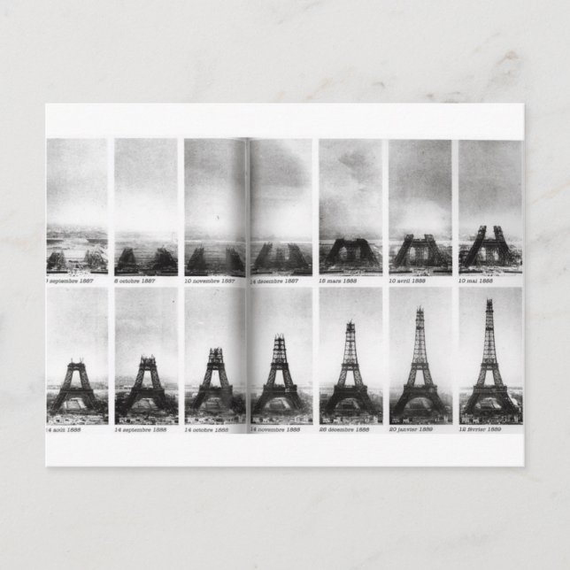 Eiffel Tower Construction Postcard (Front)