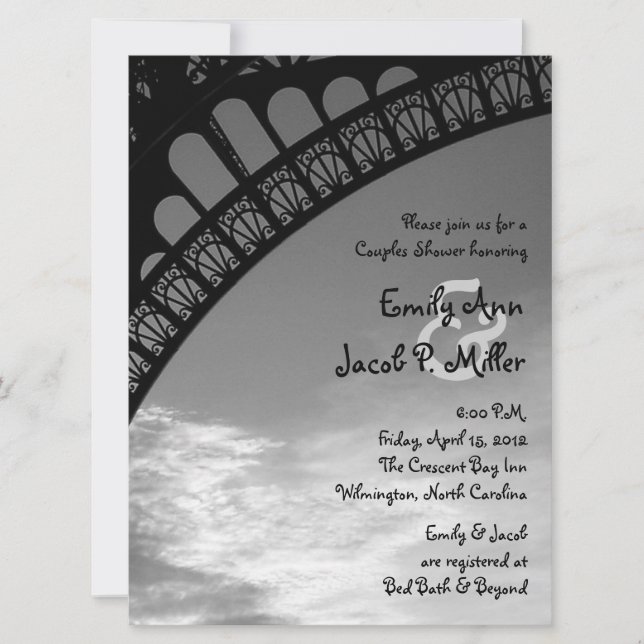 Eiffel Tower Couples Shower Invitations (Front)