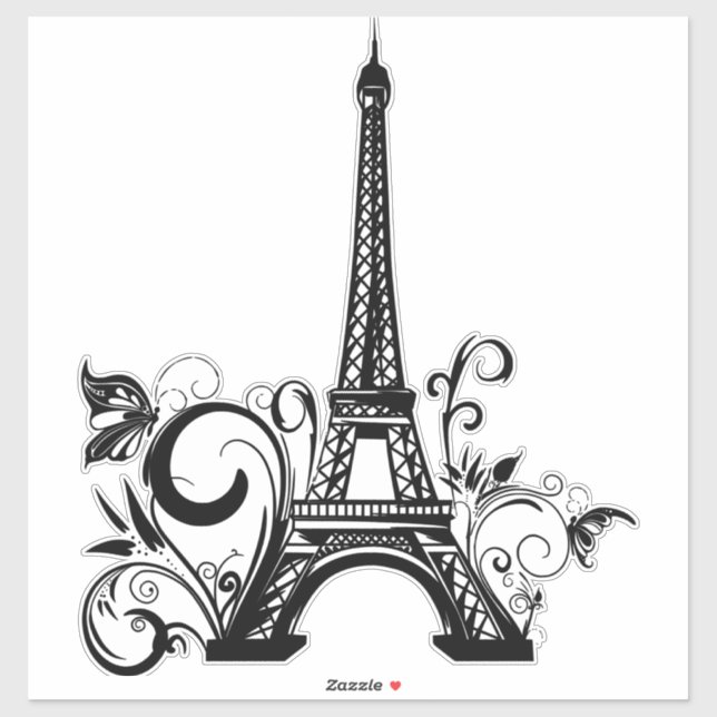 Eiffel tower Custom-Cut Vinyl Sticker (Sheet)