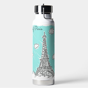Eiffel Tower Custom Name Water Bottle