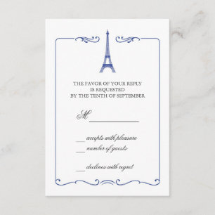Eiffel Tower Elegant RSVP Card Invitation