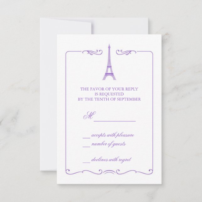Eiffel Tower Elegant RSVP Card Invitation (Front)