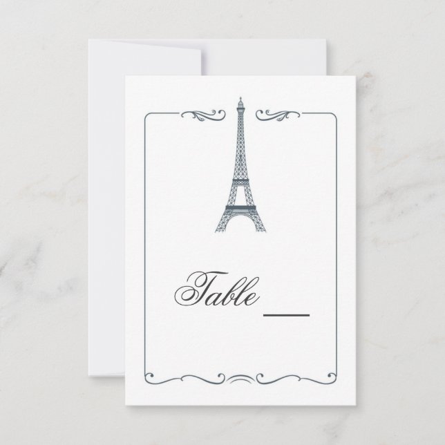 Eiffel Tower Elegant Table Card (Front)