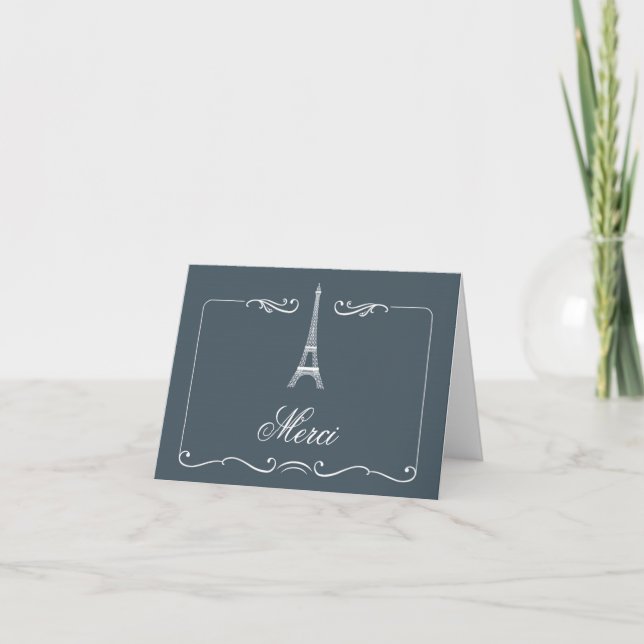 Eiffel Tower Elegant Wedding Thank You Card (Front)