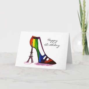 Eiffel Tower Fantasy Shoe Birthday Card