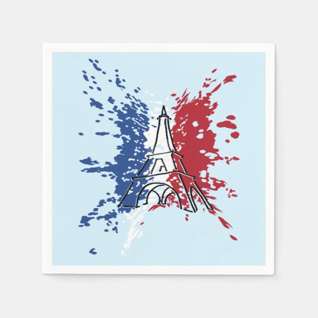 Eiffel Tower, Flag of France  Napkin (Front)