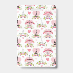 Eiffel Tower Flowers Pink Hearts Paris French ID Badge