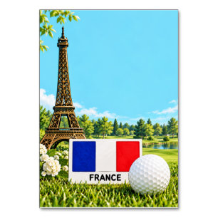 Eiffel Tower France Flag and Golf Ball Paris Golf Table Number