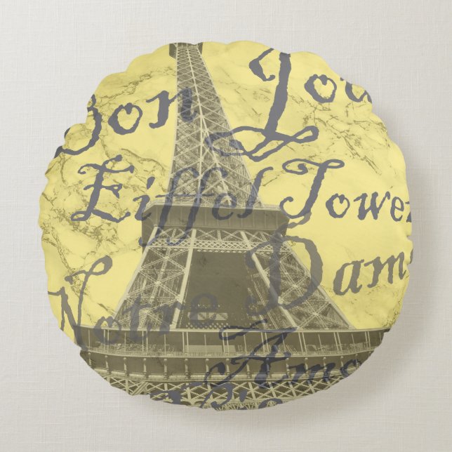 Eiffel Tower France Round Cushion (Front)