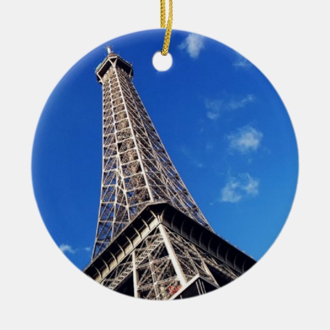 Eiffel Tower France Travel Photography Ceramic Tree Decoration (Front)