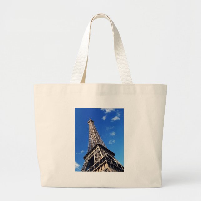 Eiffel Tower France Travel Photography Large Tote Bag (Front)