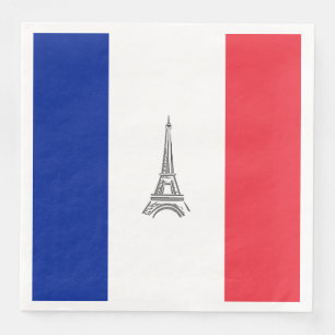 Eiffel Tower French Flag Themed Party Paper Napkin