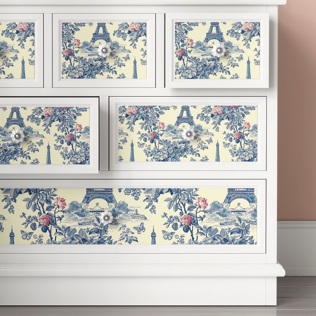 Eiffel Tower French Toile De Jouy Blue Decoupage Tissue Paper (Creator Uploaded)