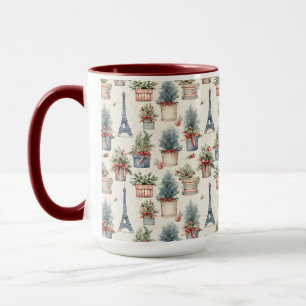 Eiffel Tower, French Topiaries Paris Christmas Mug