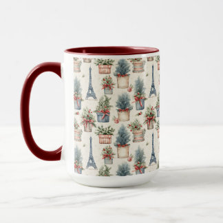 Eiffel Tower, French Topiaries Paris Christmas Mug