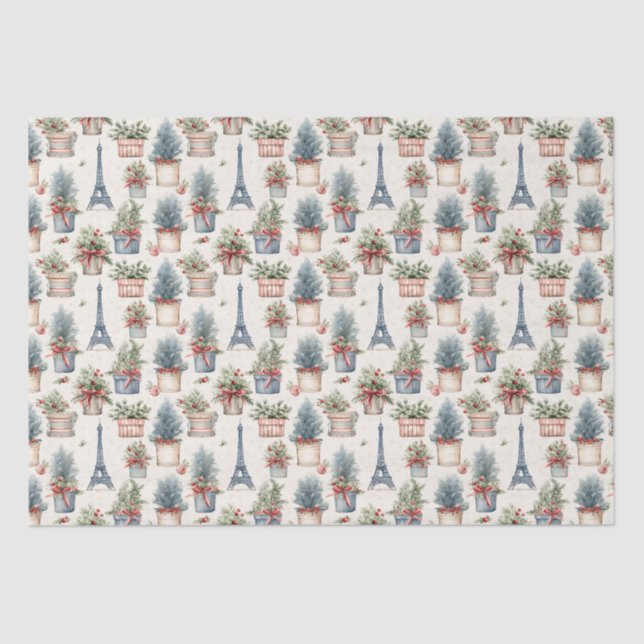 Eiffel Tower, French Topiaries Paris Christmas Tissue Paper (Front)