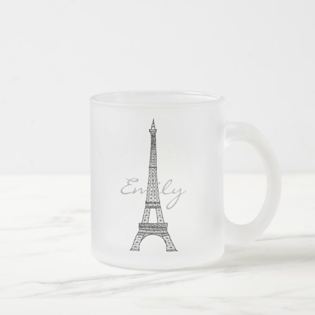 Eiffel Tower Frosted Glass Mug (Right)