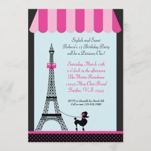 Eiffel Tower Girl Birthday Invitation