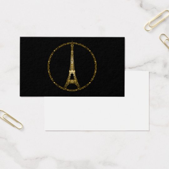 Eiffel Tower gold glitter sparkles on Black Business Card