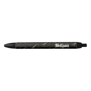Eiffel Tower gold glitter sparkles Personalise Black Ink Pen