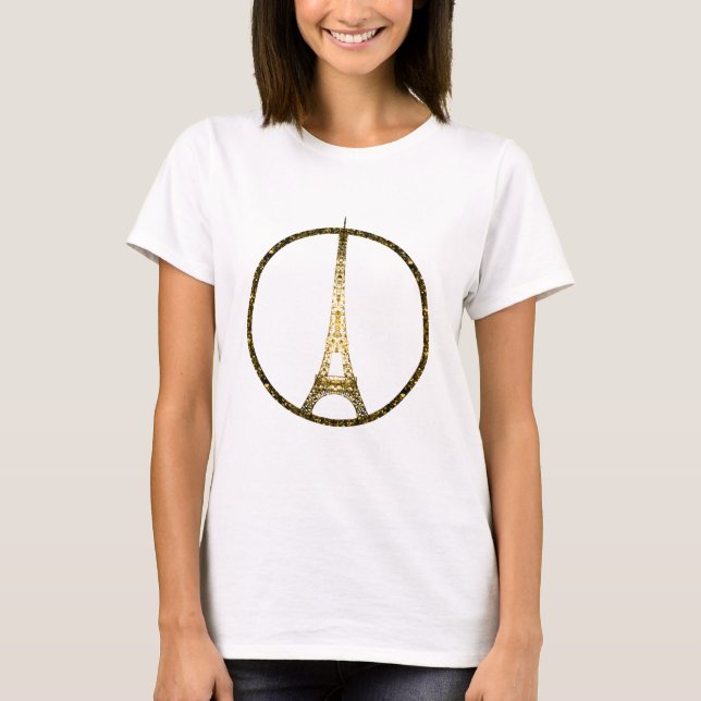 Eiffel Tower gold glitter sparkles T-Shirt (Front)