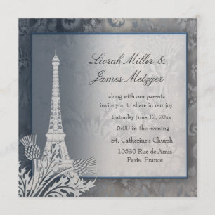 Eiffel Tower golden metallic invitation