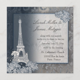 Eiffel Tower golden metallic invitation