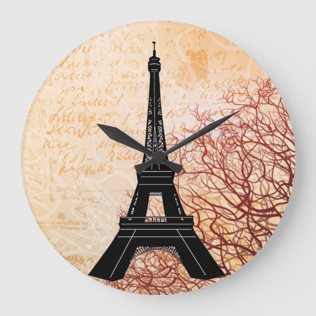 Eiffel Tower Grunge Wall Clock (Front)