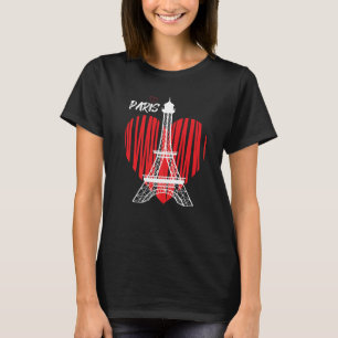 Eiffel Tower Heart Love Paris France Souvenir Fren T-Shirt